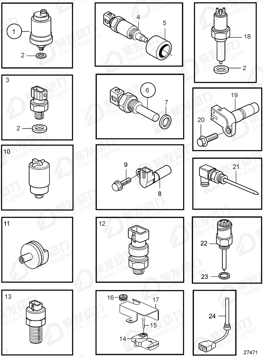 VOLVO Switch, Coolant Level 21091529 Drawing VOLVO Switch, Coolant Level 21091529 Drawing